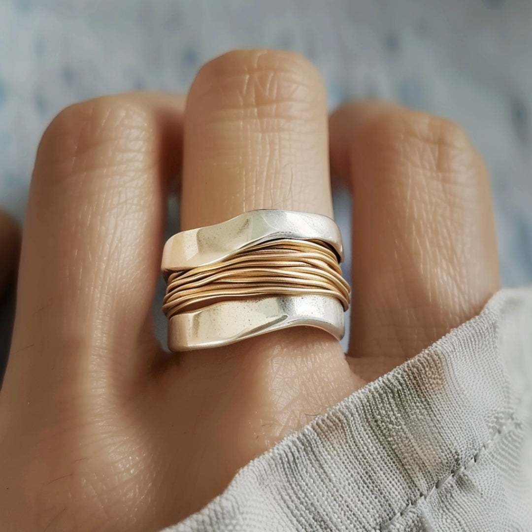 Orla & James - Silver Golden Threads Ring