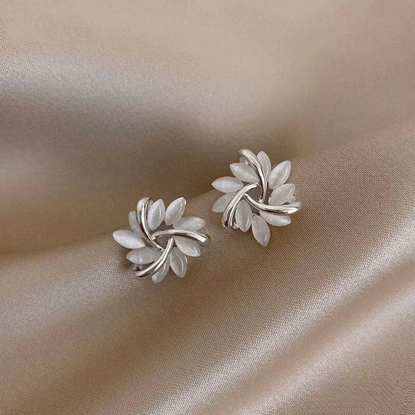 Orla & James- Elegant Opal Petal Circle Stud Earrings