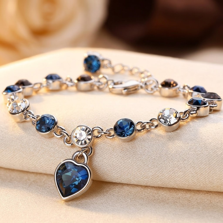 Orla & James - Silver Sapphire Heart Chain Bracelet