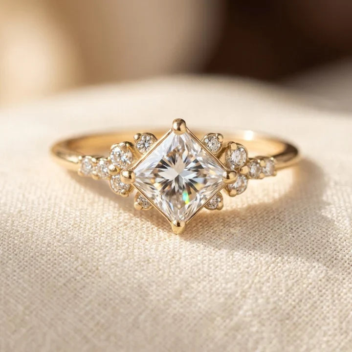 Orla & James - Gold Square Solitaire Ring