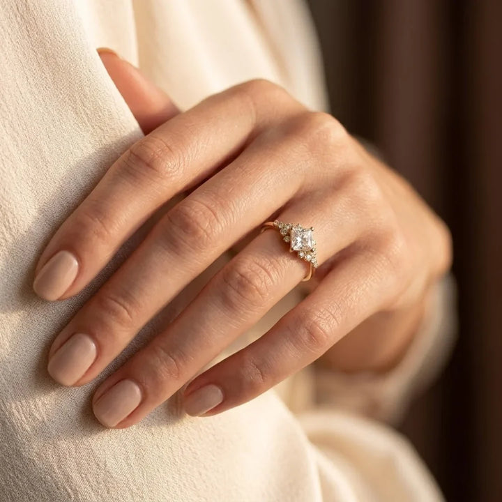 Orla & James - Gold Square Solitaire Ring