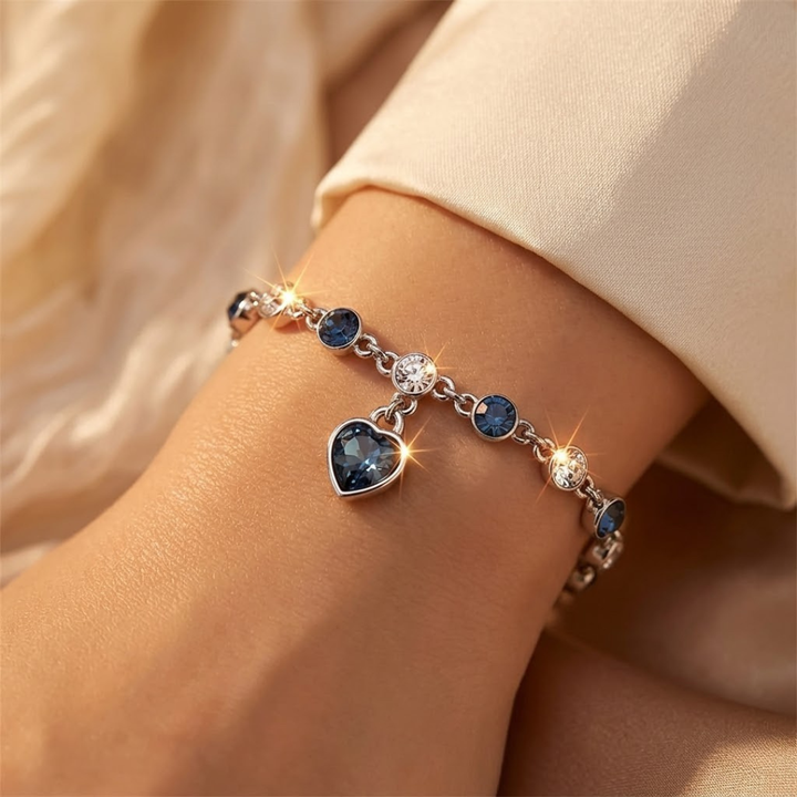 Orla & James - Silver Sapphire Heart Chain Bracelet