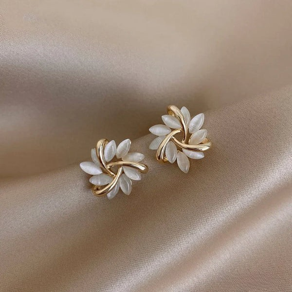 Orla & James- Elegant Opal Petal Circle Stud Earrings