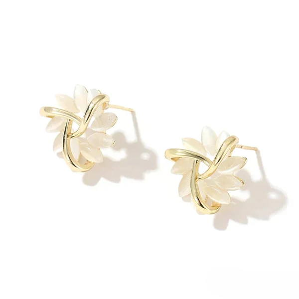 Orla & James- Elegant Opal Petal Circle Stud Earrings