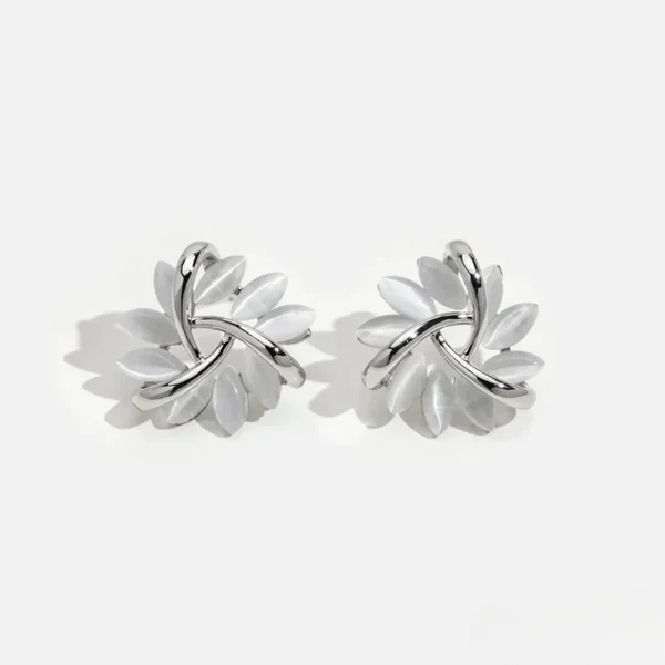 Orla & James- Elegant Opal Petal Circle Stud Earrings