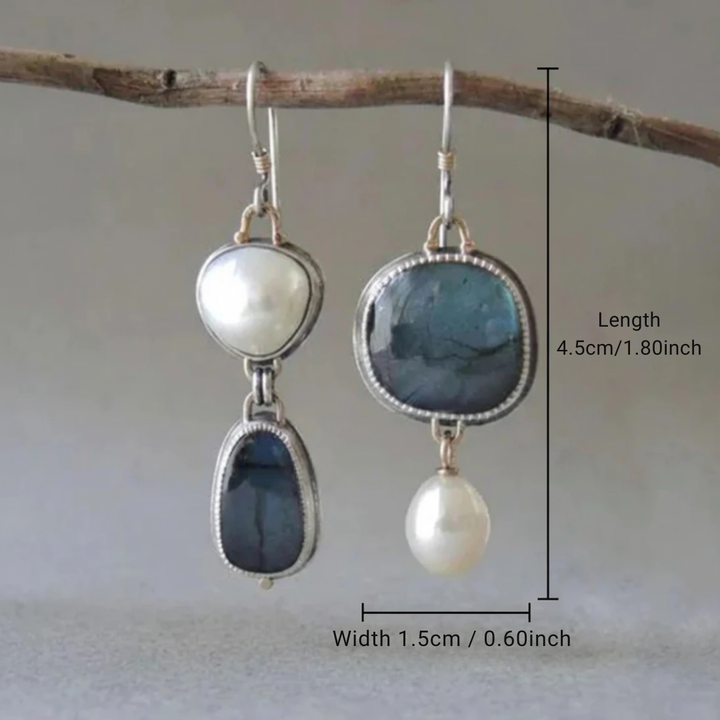 Orla & James - Vintage Blue Stone Pearl Earrings
