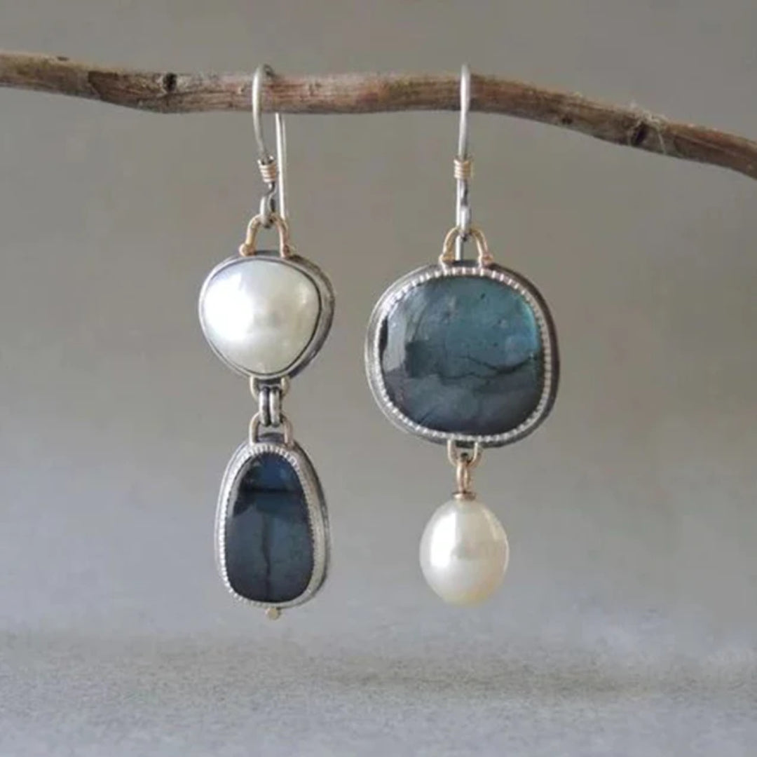 Orla & James - Vintage Blue Stone Pearl Earrings