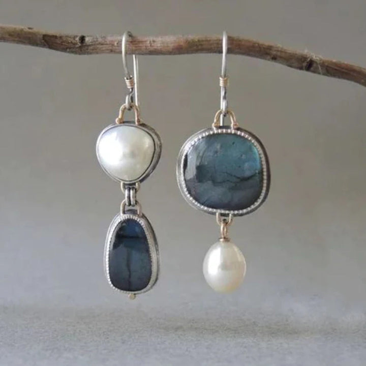 Orla & James - Vintage Blue Stone Pearl Earrings
