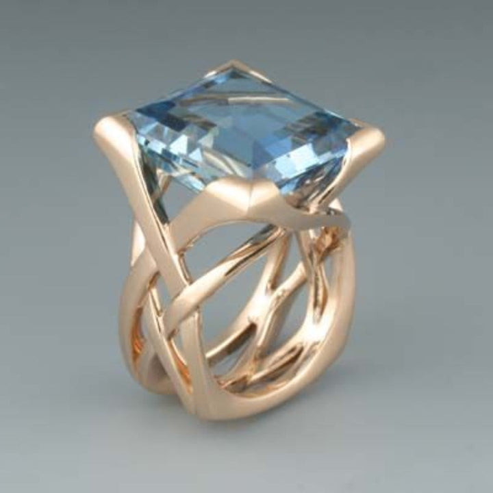 Orla & James - Vintage Rose Gold Blue Zirconia Ring