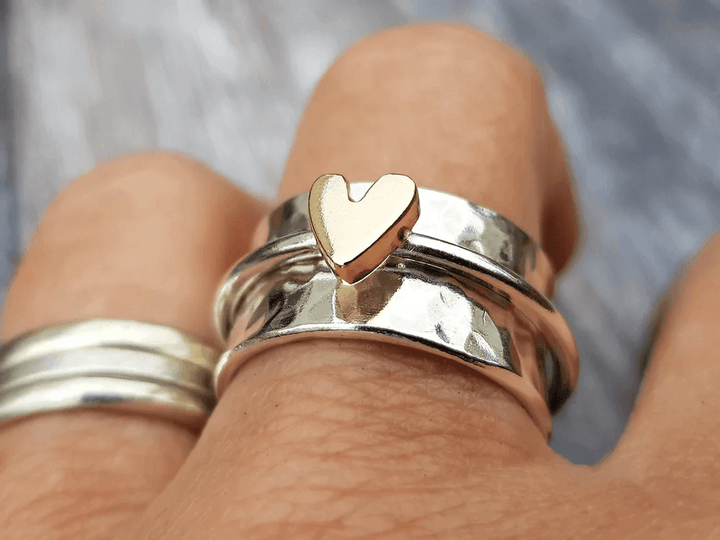 Orla & James - Golden Heart Silver Ring