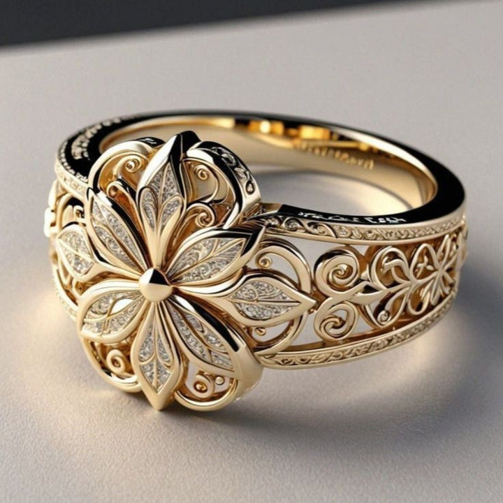 Orla & James - Exotic Gold Ring with Flower Zirconia