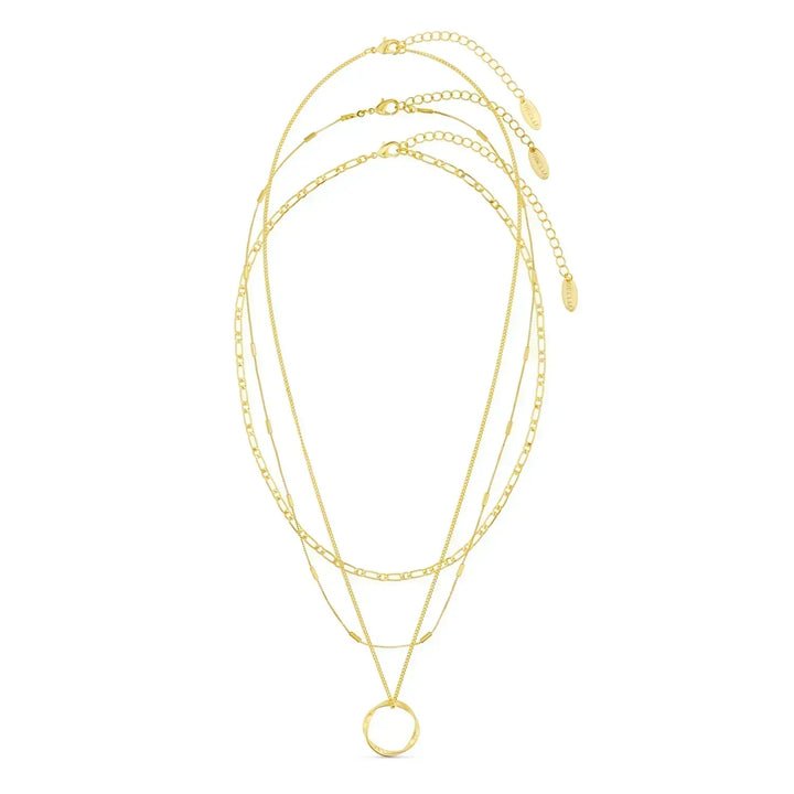 Orla & James- Gold Open Circle Three Row Necklace