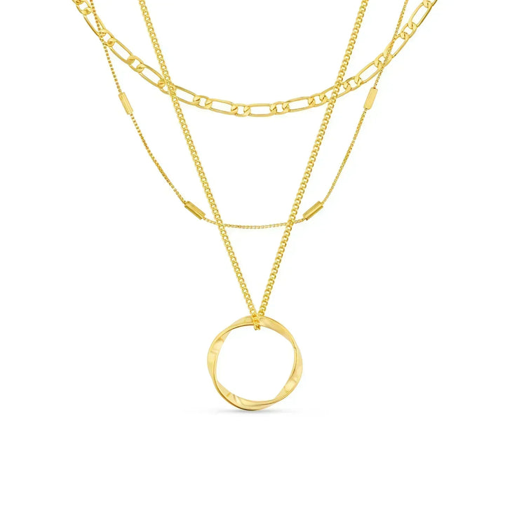 Orla & James- Gold Open Circle Three Row Necklace