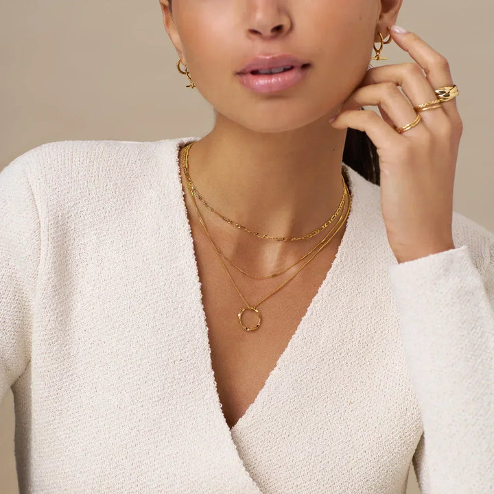 Orla & James- Gold Open Circle Three Row Necklace