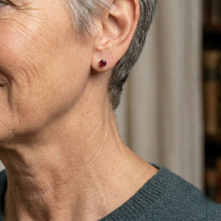 Orla & James - Ruby Round Stud Earrings