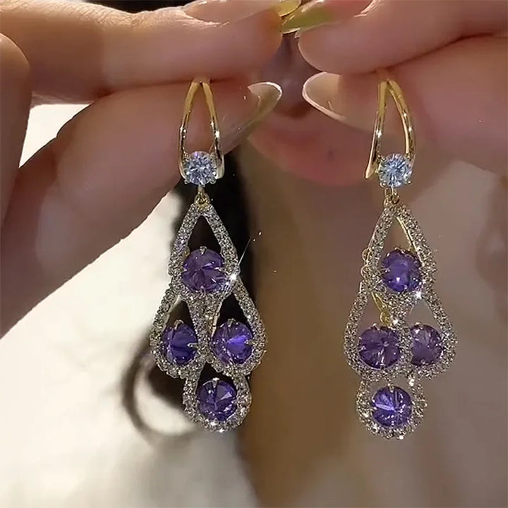 Orla & James - Purple Crystal Drop Earrings