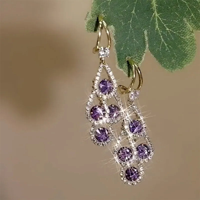 Orla & James - Purple Crystal Drop Earrings