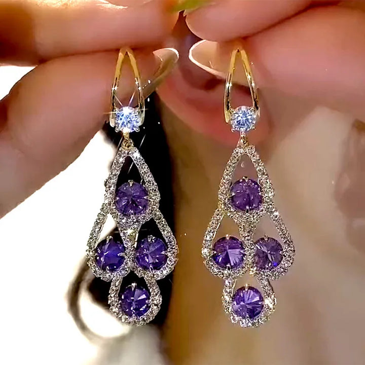 Orla & James - Purple Crystal Drop Earrings