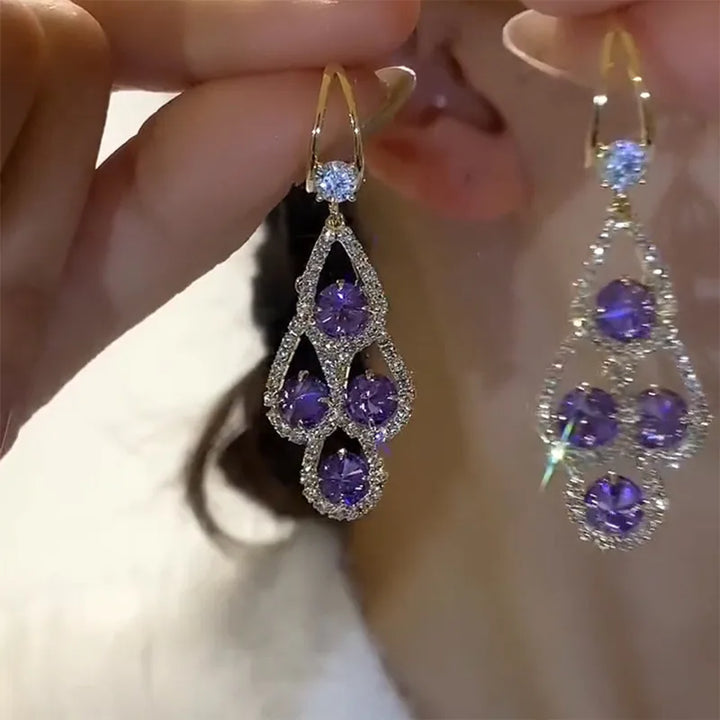 Orla & James - Purple Crystal Drop Earrings