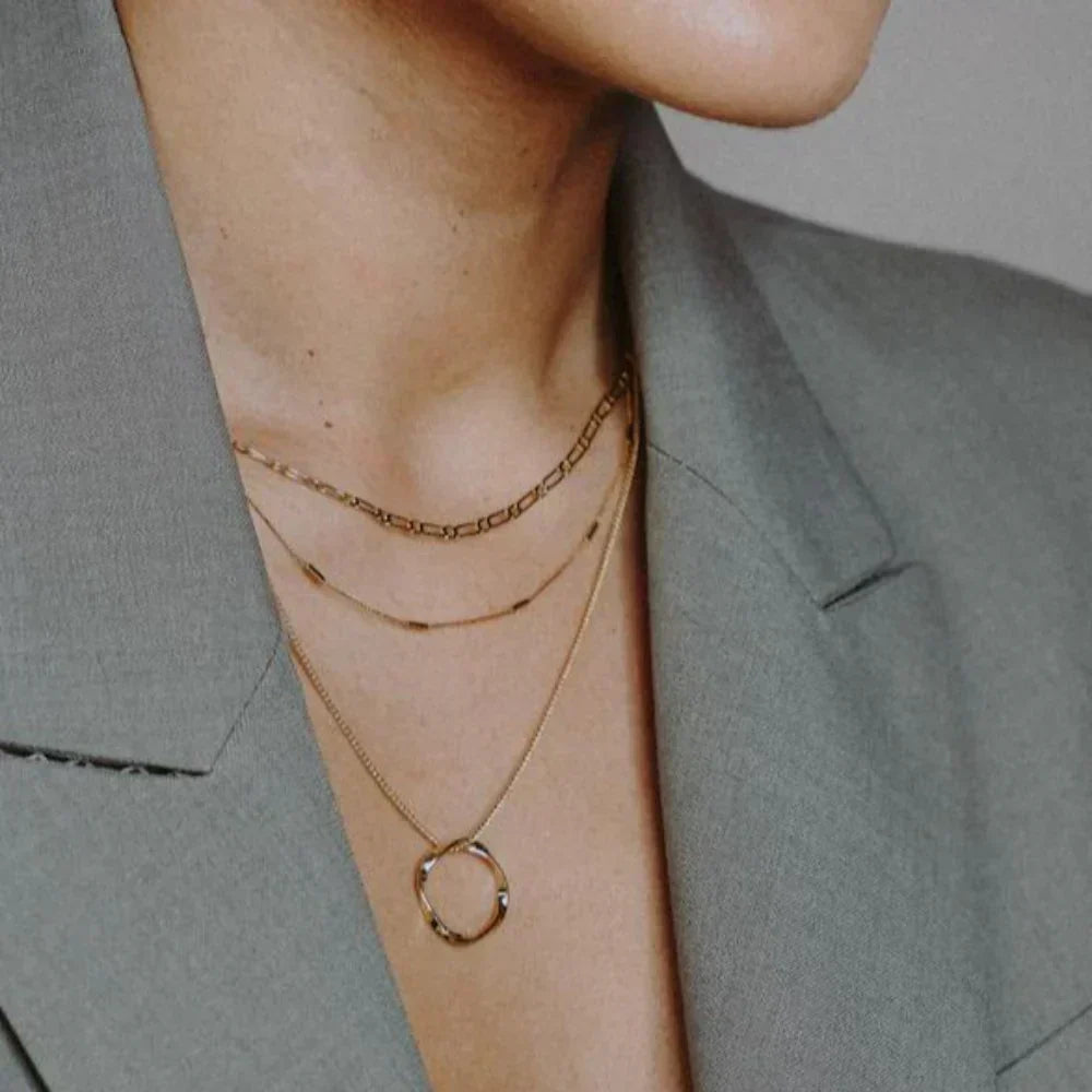 Orla & James- Gold Open Circle Three Row Necklace