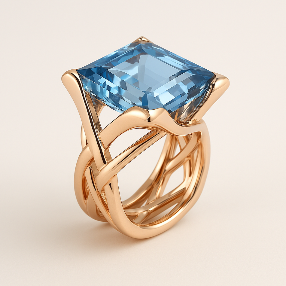 Orla & James - Vintage Rose Gold Blue Zirconia Ring