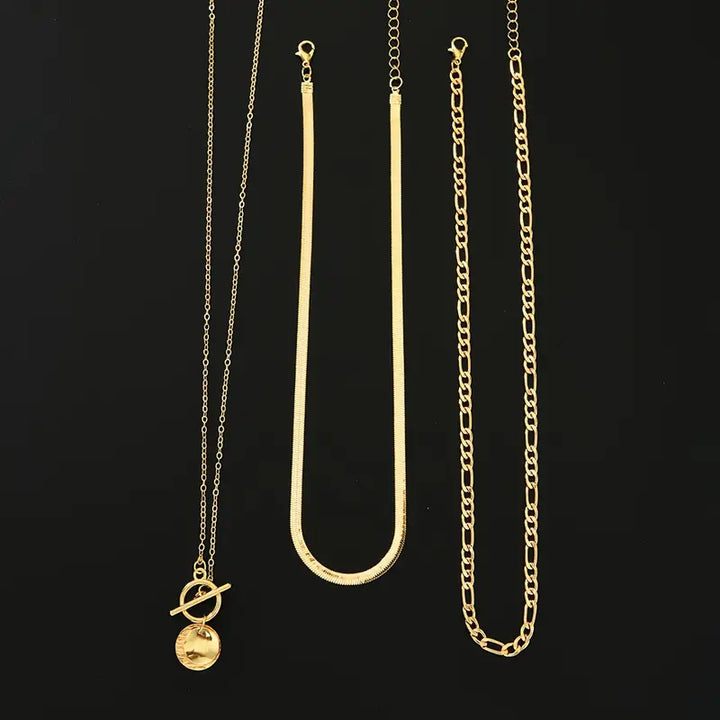 Orla & James - Textured Coin Layered Necklace in Gold