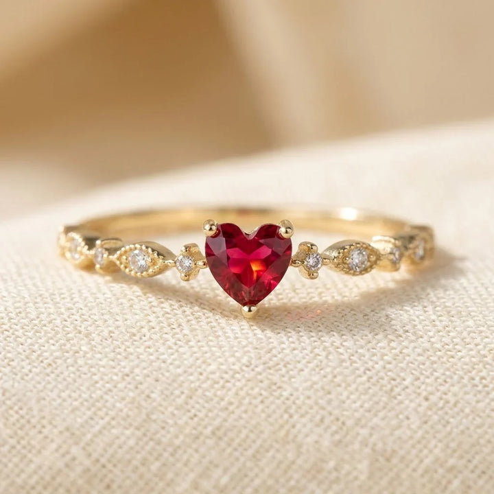 Orla & James - Gold Ruby Heart Ring