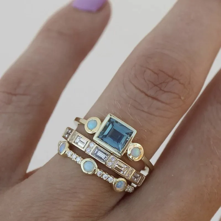 Orla & James - Vintage Blue Crystal Ring Set