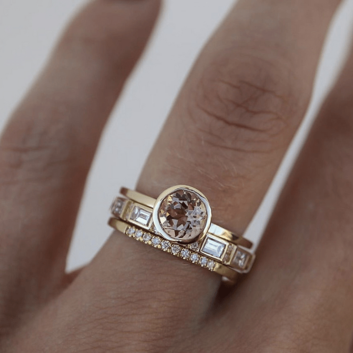 Orla & James - Inlaid Crystal Gold Ring Set