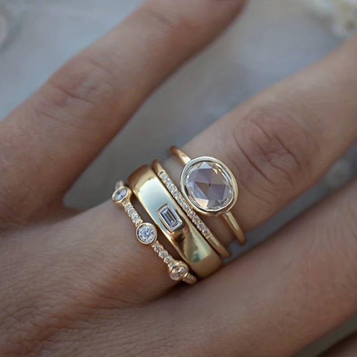 Orla & James - Vintage Gold & Zirconia Ring Set