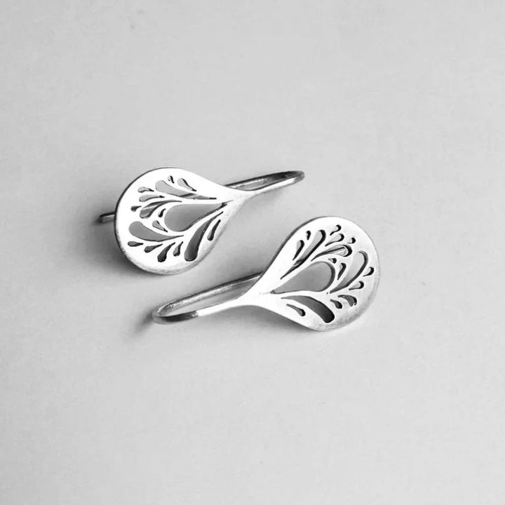 Orla & James - Antique Hollow Drop Earrings in White Gold