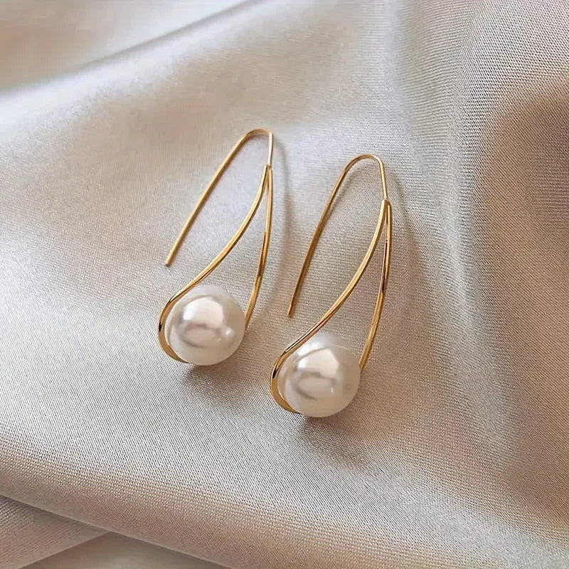 Orla & James - Elegant Pearl Drop Earrings in Gold