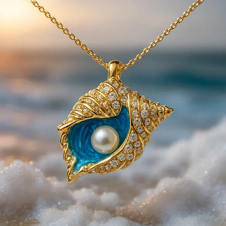 Orla & James - Radiant Pearl Seashell Necklace in Gold