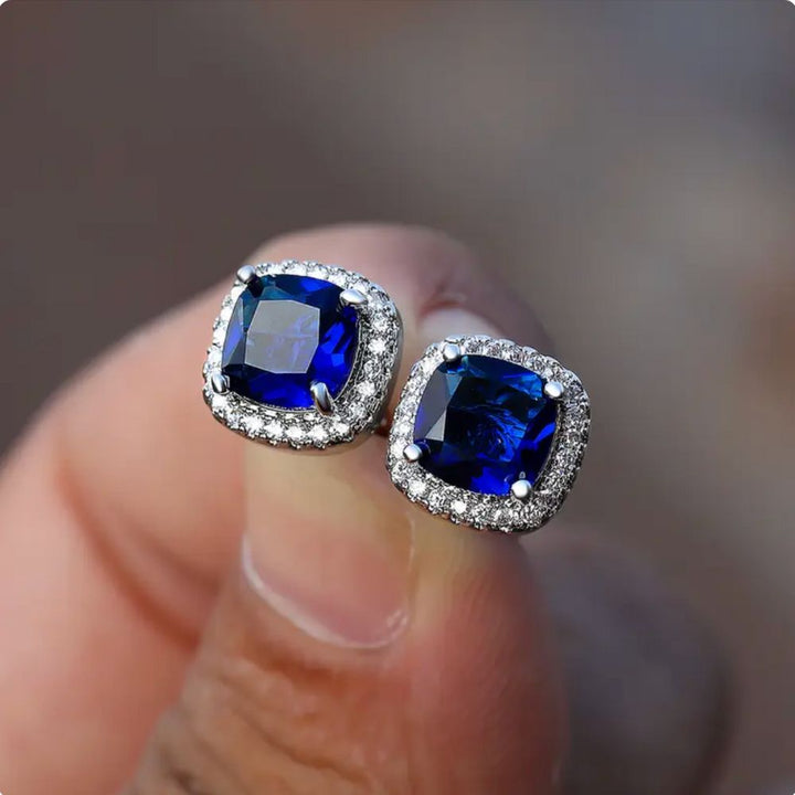 Orla & James - Sapphire Square Stud Earrings